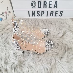 Clear gold studded heels